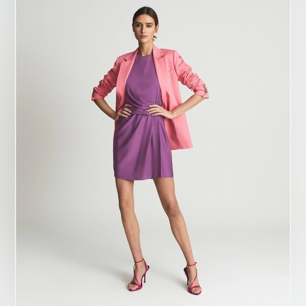 REISS Essie 60s Shift Mini Dress Purple Size 6 NWT - Picture 2 of 10